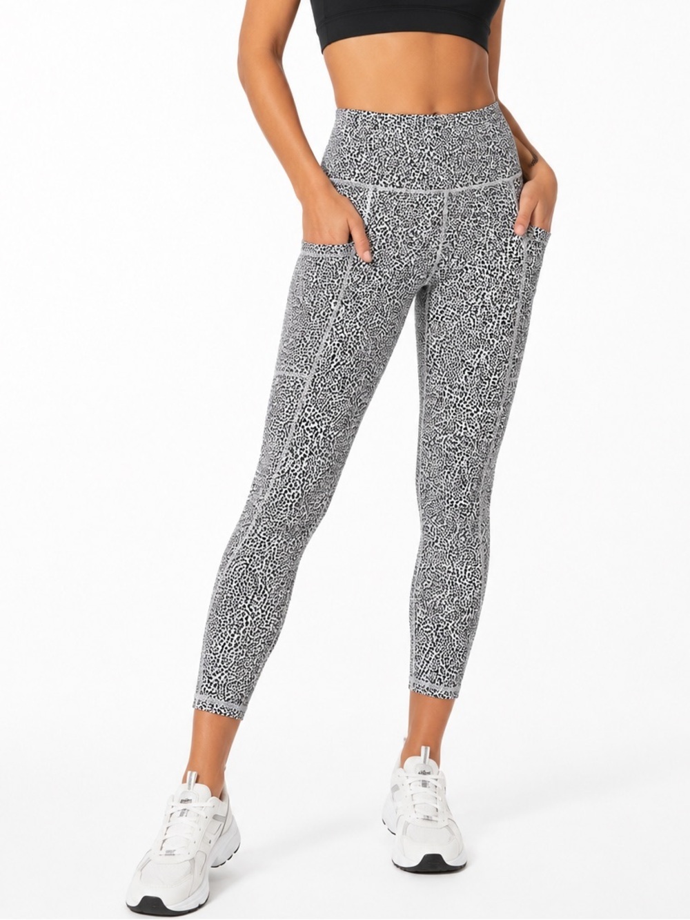 Athleta Salutation Stash Pocket Printed Leggings High Rise Athletic Yoga Medium